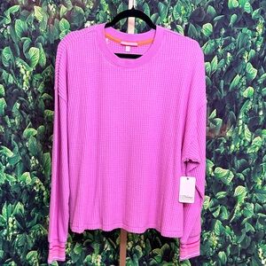 P.J. Salvage Magenta Pink Waffle Knit Long Sleeve Tee Size XL